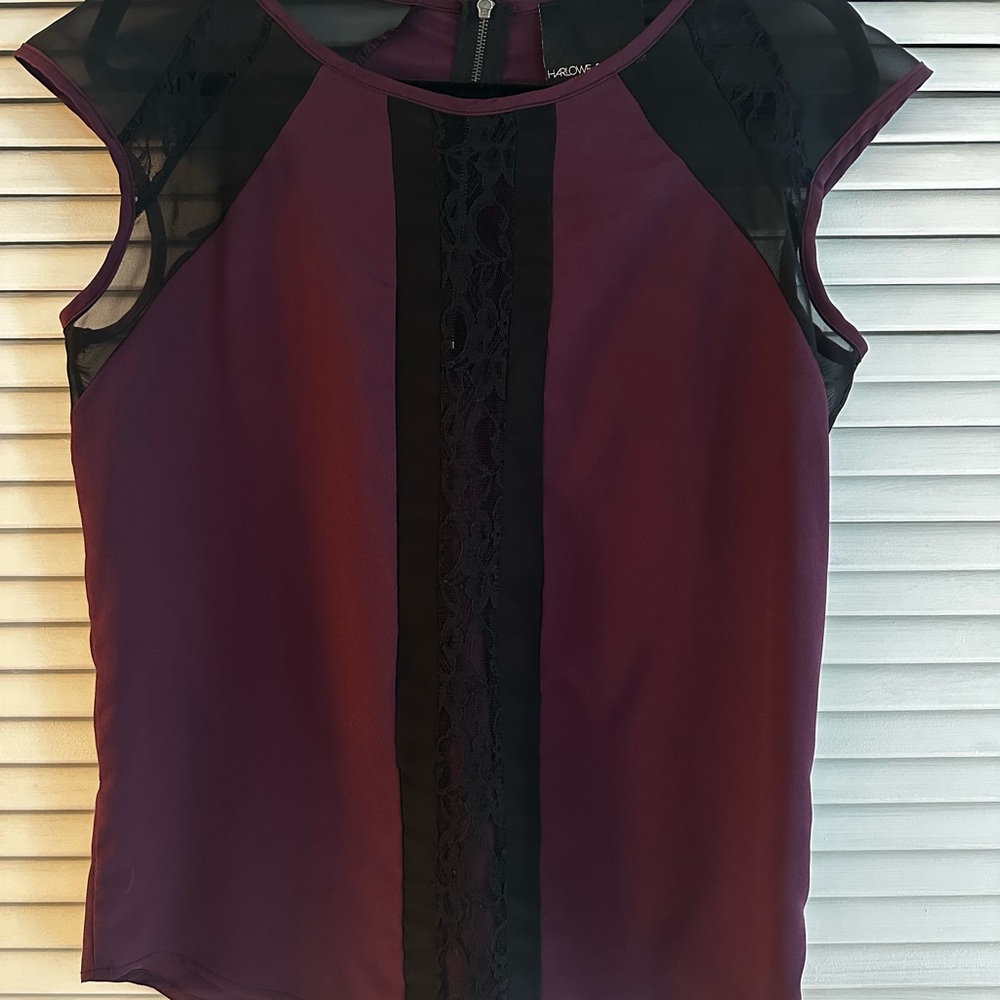 Harlowe & Graham Black and Purple Blouse